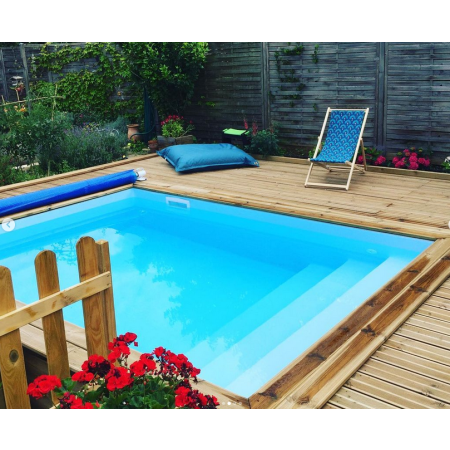 Piscine Bois carrée Tropicana Avec Escalier 320x320x145 cm