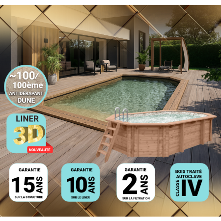 Piscine bois UBBINK TONGA PREMIUM 610x400x120cm Liner Relief 3D