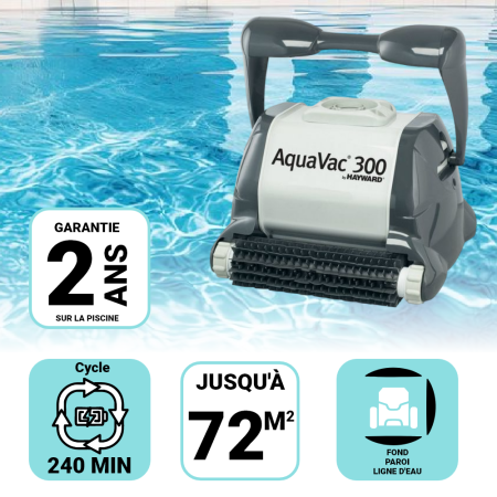 Robot de piscine Aquavac 300 HAYWARD - Fond, Parois, Ligne d'eau - Version picots pour piscine liner
