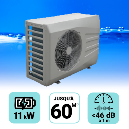 Pompe à chaleur Netpac 11 kW pour piscine de 50-60m3 + Bâche de protection
