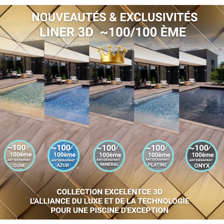 Liner 3D pour piscine rectangulaire SPARK 920x420x145cm avec escaliers droit