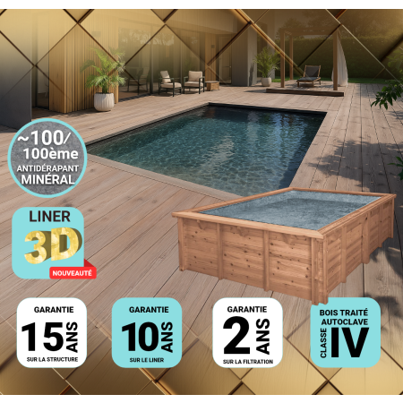 Piscine bois UBBINK PREMIUM 555x300x140cm Liner Relief 3D