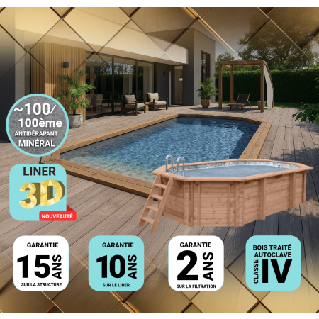 Piscine bois UBBINK PREMIUM 490x300x120cm Liner Relief 3D