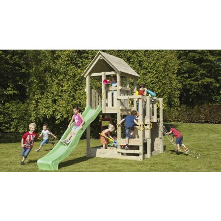 Station de jeux en bois Penthouse Blue Rabbit 2.0 + Toboggan