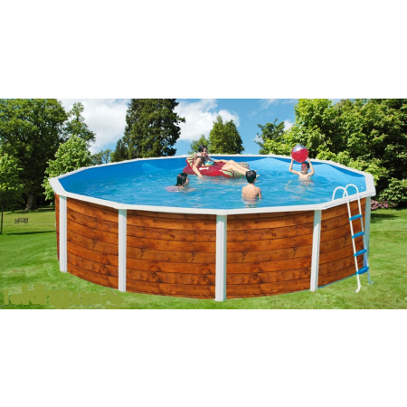 Piscine Ronde ETNICA Acier Aspect Bois 640cm x H 120cm 