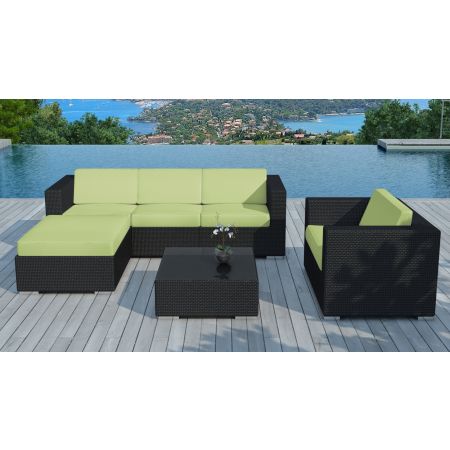 Salon de jardin resine tressée Noir/Vert Copacabana
