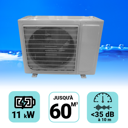 Pompe à chaleur EcoPac 11 kW pour piscine de 50-60m3 + bache de protection