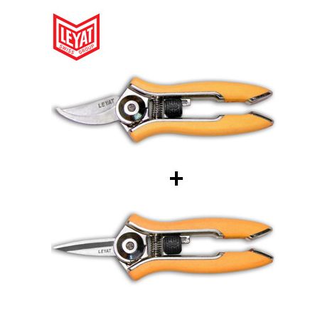 Lot de 2 Sécateurs Lame Courbe et Lame Droite Orange HAPPY LINE