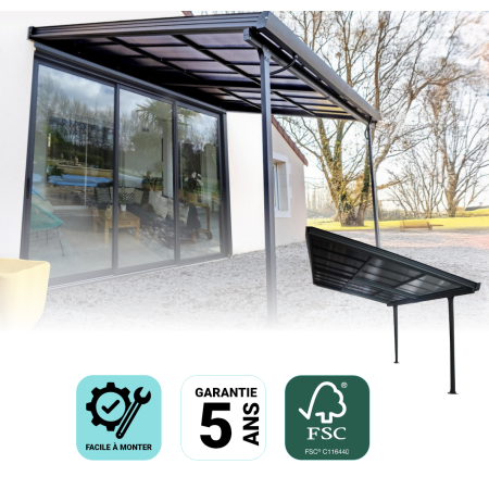 Pergola Adossable Aluminium Gris anthracite Toit amovible