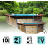 Piscine bois Octogonale Allongée LUCON 590x420x111cm Liner bleu