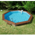 Piscine bois Octogonale CLEOFAS Ø460x129cm Liner bleu
