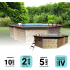 Piscine bois Octogonale Allongée FUGUA 590x420x129cm Liner bleu