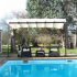 Pergola marquise 3,60 x 2,50 m finition époxy gris avec toile pivotante et extensible / Surf. : 9 m2 / toile polyester 200 gr/m2 couleur écru