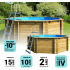 Piscine bois Hexagonale 395x117cm Liner bleu
