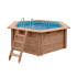 Piscine Bois Hexagonale UBBINK PREMIUM 410x120 cm Liner Relief 3D + Bâche à bulle offerte