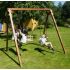 Portique en bois PIERRE :  1 balançoire, 1 siège bébé et 1 vis-à-vis L240xl207xH224cm