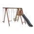Portique en bois FLEUR avec toboggan, 1 balançoire, 1 disque et 1 siège bébé L286xl351xH224 cm