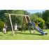 Portique en bois FLEUR avec toboggan, 1 balançoire, 1 disque et 1 siège bébé L286xl351xH224 cm