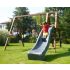 Portique en bois TREFLE avec toboggan, 1 balançoire, 1 vis-à-vis et 1 siège bébé L291xl351xH224 cm 