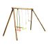Portique en bois GABIN:  2 balançoires, 1 échelle et 1 vis-à-vis L318xl189xH222cm