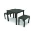 Ensemble Table et bancs PAPUA en résine recyclée Anthracite 