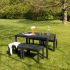 Ensemble Table et bancs SAMOA en Résine recyclée Anthracite