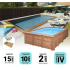 Piscine bois MAEVA Rectangulaire avec Escalier droit 700x400x150cm