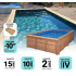 Piscine Bois Luxe Rectangulaire avec Escalier d'angle 420x320x131cm Pierre de Bali