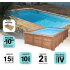 Piscine Bois Luxe Rectangulaire avec Plage immergée + escalier 420x320x131cm