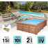 Piscine Bois Luxe Rectangulaire avec Escalier 620x420x130cm