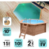 Piscine Bois Spark Ronde Hexagonale avec Escalier ⌀395x115cm