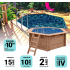 Piscine Bois Spark Ronde Hexagonale ⌀395x115cm Pierre de Bali