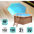 Piscine Bois Spark Ronde Hexagonale avec Plage immergée + Escalier ⌀395x115cm