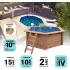 Piscine Bois Diamant Ronde avec Escalier ⌀360x131cm Pierre de Bali