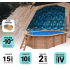 Piscine Bois Lucci Octogonale allongée avec Plage immergée + Escalier 415x265x131cm Pierre de Bali