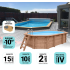 Piscine Bois Lucci Octogonale allongée avec Plage immergée + Escalier 415x265x131cm
