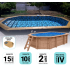 Piscine Bois Lola Octogonale Allongée avec Escalier 541x336x131cm Pierre de Bali
