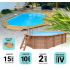 Piscine Bois Lola Octogonale Allongée avec Escalier 541x336x131cm