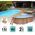Piscine Bois d'Argent Octogonale allongée avec Escalier 612x407x131cm