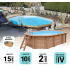 Piscine Bois d'Argent Octogonale allongée avec Plage Immergée + Escalier 612x407x131cm