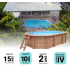 Piscine Bois Super Lucci Octogonale Allongée avec Escalier 807x457x131cm