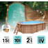 Piscine Bois Super Lucci Octogonale allongée avec Plage immergée + escalier 807x457x131cm