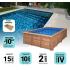 Piscine Bois Luxe Rectangulaire avec Plage Immergée + escalier 470x270x145cm Pierre de Bali