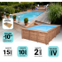 Piscine Bois Luxe Rectangulaire avec Plage Immergée + escalier 470x270x145cm