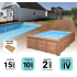 Piscine Bois Luxe Rectangulaire avec Escalier d'Angle 520x320x131cm