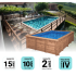 Piscine Bois Luxe Rectangulaire 520x320x131cm Pierre de Bali
