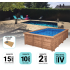 Piscine Bois Luxe Rectangulaire avec Escalier droit 520x320x131cm Pierre de Bali