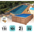 Piscine Bois Luxe Rectangulaire avec Plage Immergée + Escalier 520x320x131cm Pierre de Bali