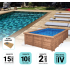 Piscine Bois Lenny Rectangulaire avec Plage Immergée  + Escalier 720x400x145cm Pierre de Bali
