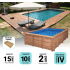Piscine Bois Lenny Rectangulaire avec Escalier d'Angle 720x400x145cm Pierre de Bali